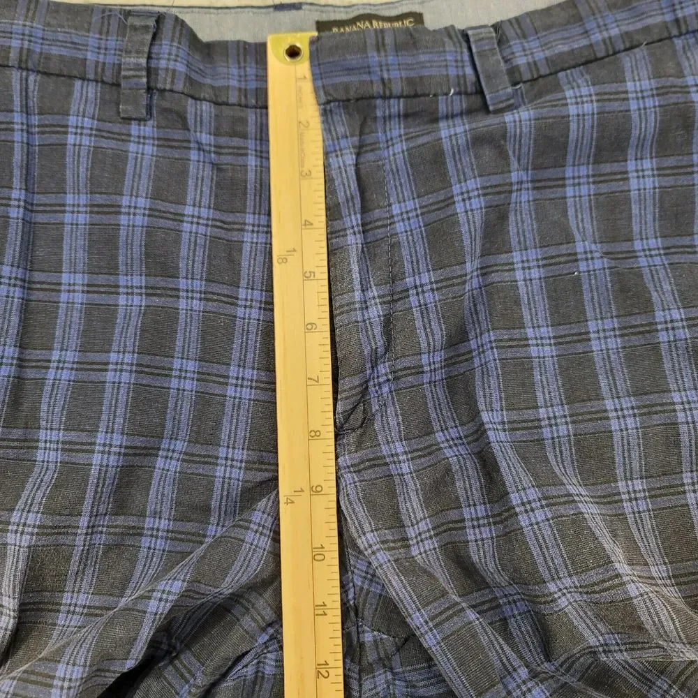Banana Republic Shorts Mens 34 Blue Plaid Aiden Club Short Outdoors Faded Casual